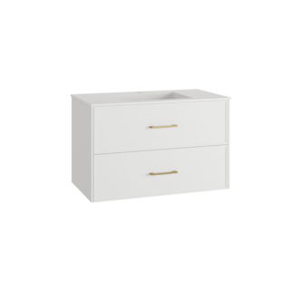 MÓVEL SUSPENSO 80CM 2G PUX OURO C/ LAV CERÂMICO